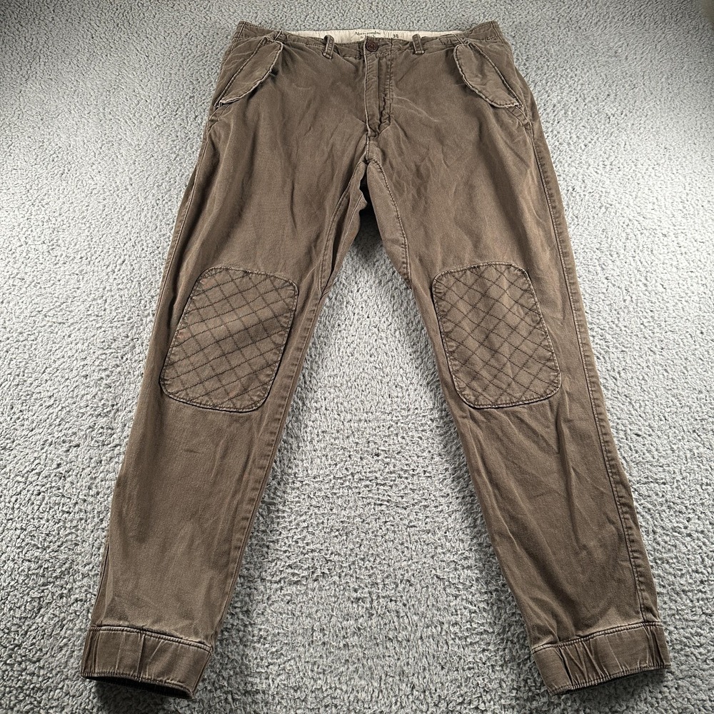 Abercrombie & Fitch Pants Mens 36 Brown Quilted Knee Cuffed Jogger Casual